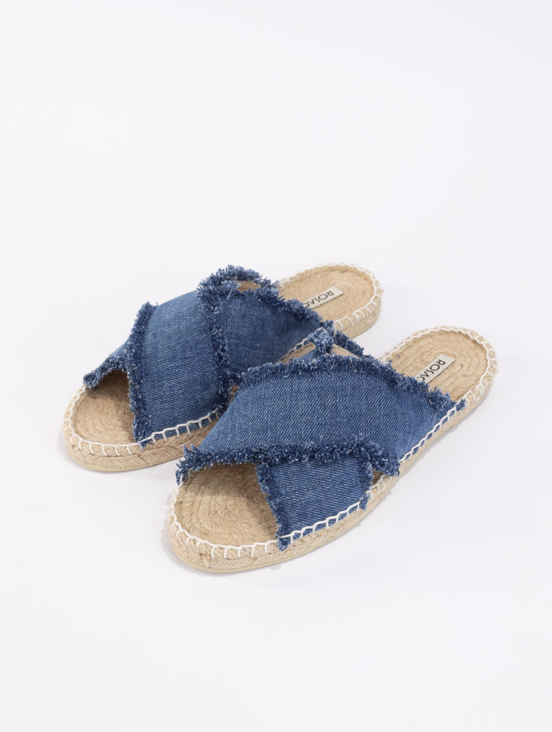 Mules croisées en denim